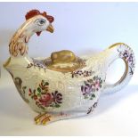 A mid 19thC Samson porcelain novelty teapot and lid, fashioned as a cockerel,