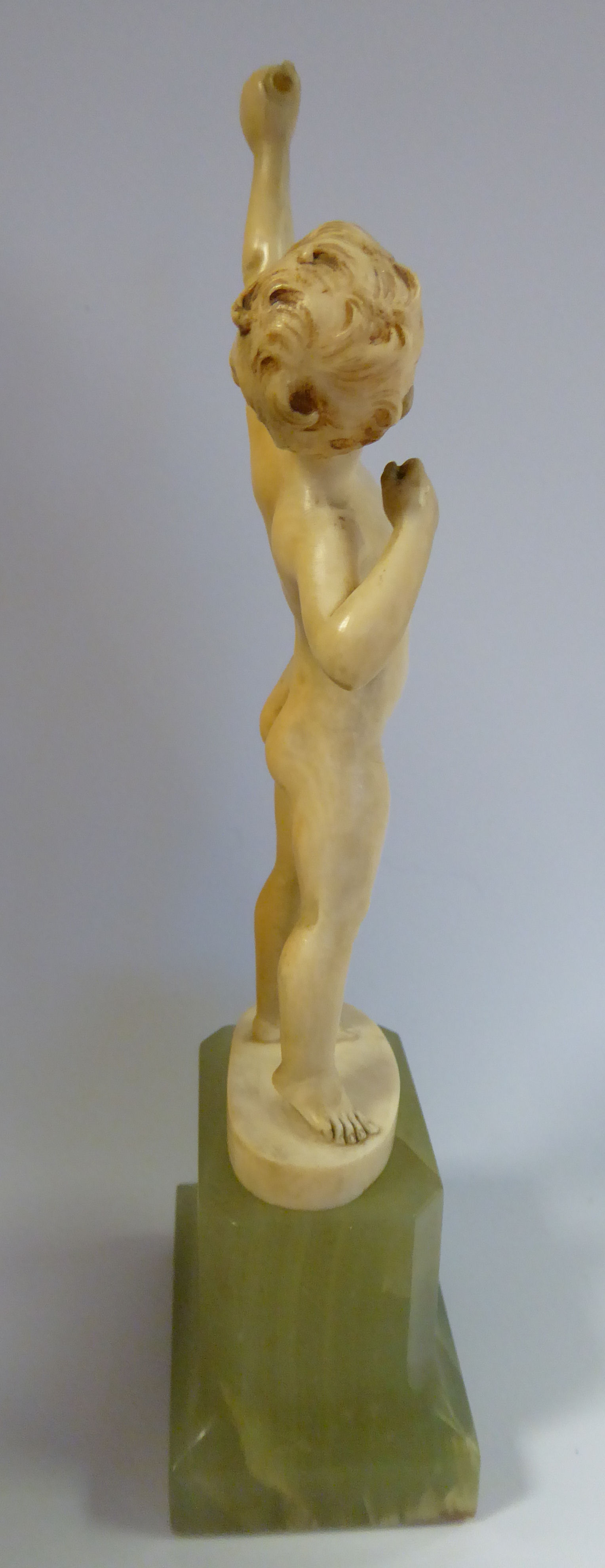 F Prieiss - 'The Archer' a carved ivory figure, (bow missing) bears a signature, - Image 2 of 7