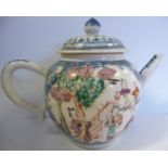 A Chinese Chien Lung period porcelain, ovoid shaped teapot and lid,