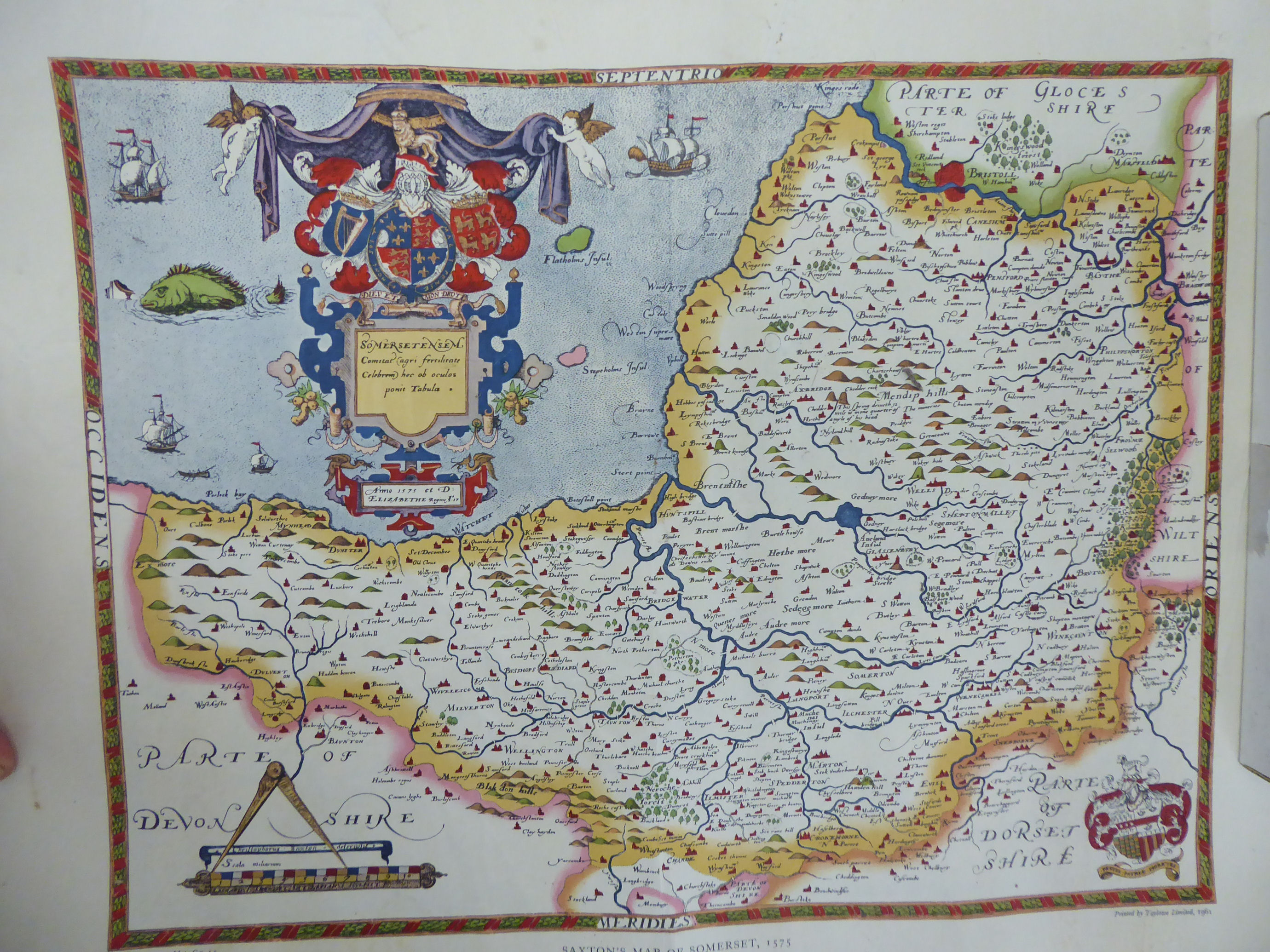 Eighteen unframed 1960s re-prints of Saxton's 16thC coloured county maps: to include Somerset and - Image 3 of 3