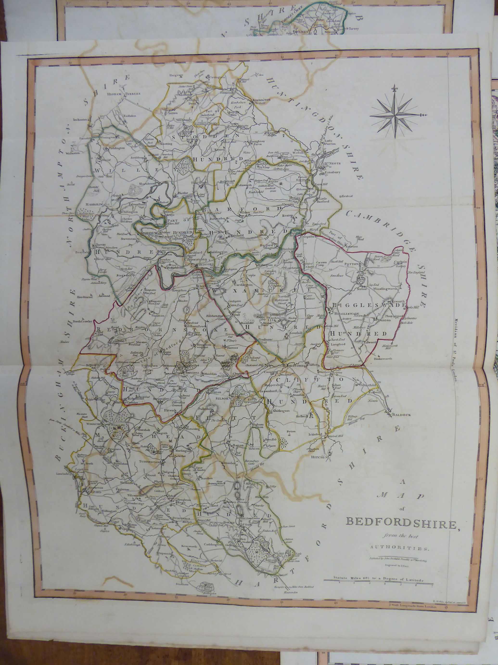 Three early 19thC John Cary coloured county maps, viz. Buckinghamshire & Bedfordshire 20'' x 15. - Image 2 of 2