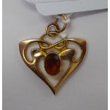 A 9ct gold Art Nouveau pendant,