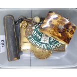 A mixed lot: to include an early 19thC miniature tortoiseshell clad casket;