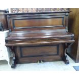 A Bluthner mahogany cased iron framed straight strung upright piano, no.