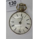 An early 19thC silver cased pocket watch, the fusee movement inscribed G Prior, London,