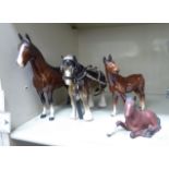 Four various Beswick and other china model horses: to include a mare 8''h OS6