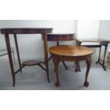 Small furniture: to include an Edwardian string inlaid mahogany two tier occasional table,