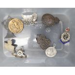 Badges and medallions: to include a Sterling silver wagon brooch;