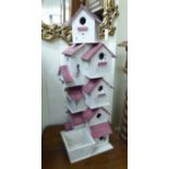 Modern painted softwood bird boxes,