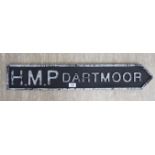 A modern painted softwood sign 'HMP Dartmoor' 5.5''h 31.