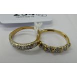 Two similar 9ct gold and diamond set half eternity rings 11