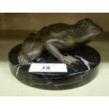 A modern cast and patinated bronze model toad,