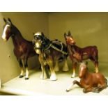 Four various Beswick and other china model horses: to include a mare 8''h OS6