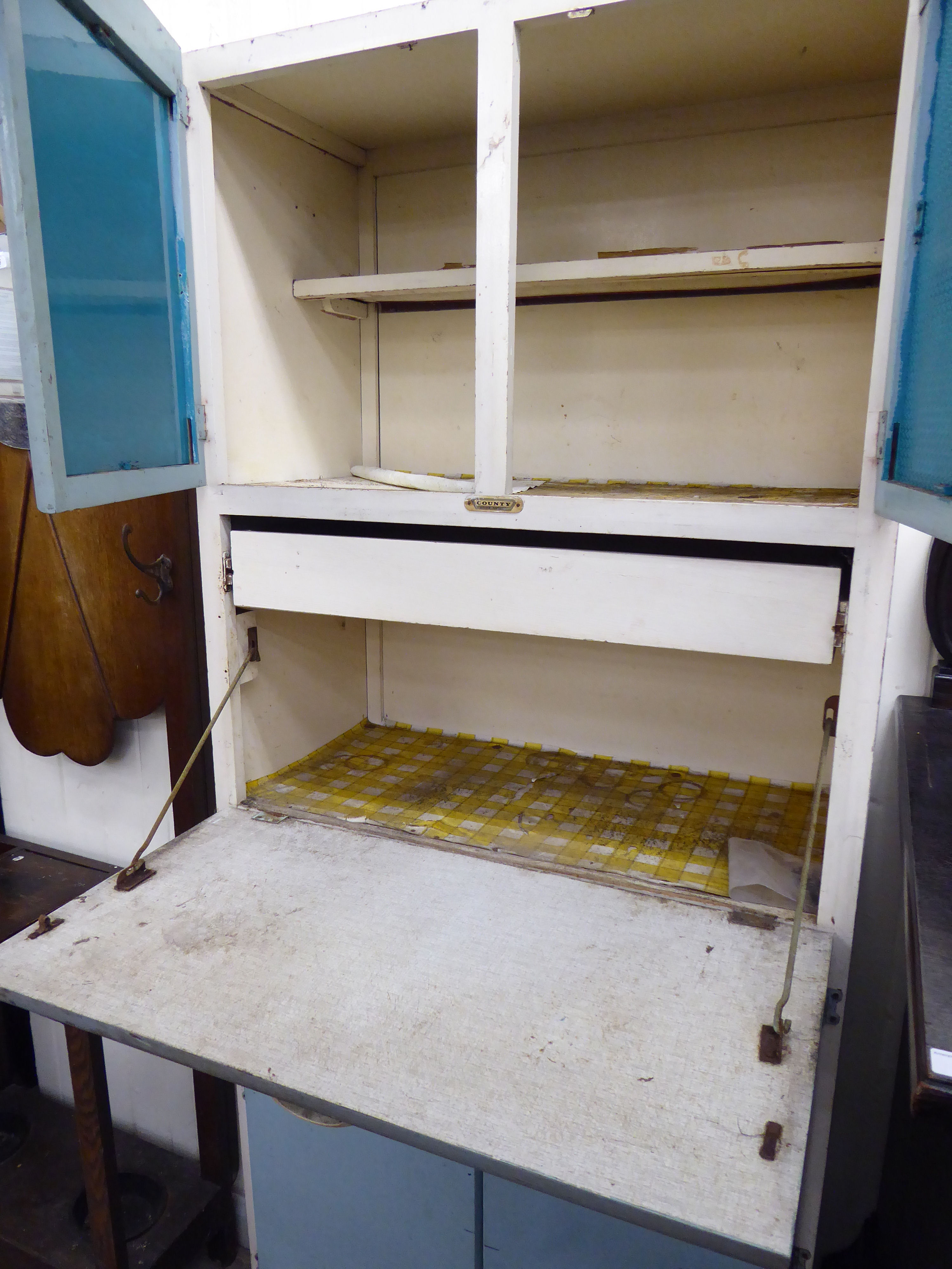 A 1950s blue painted wooden kitchen cabinet, - Image 2 of 3