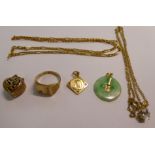 Gold items of personal ornament: to include a 9ct pierced and engraved,