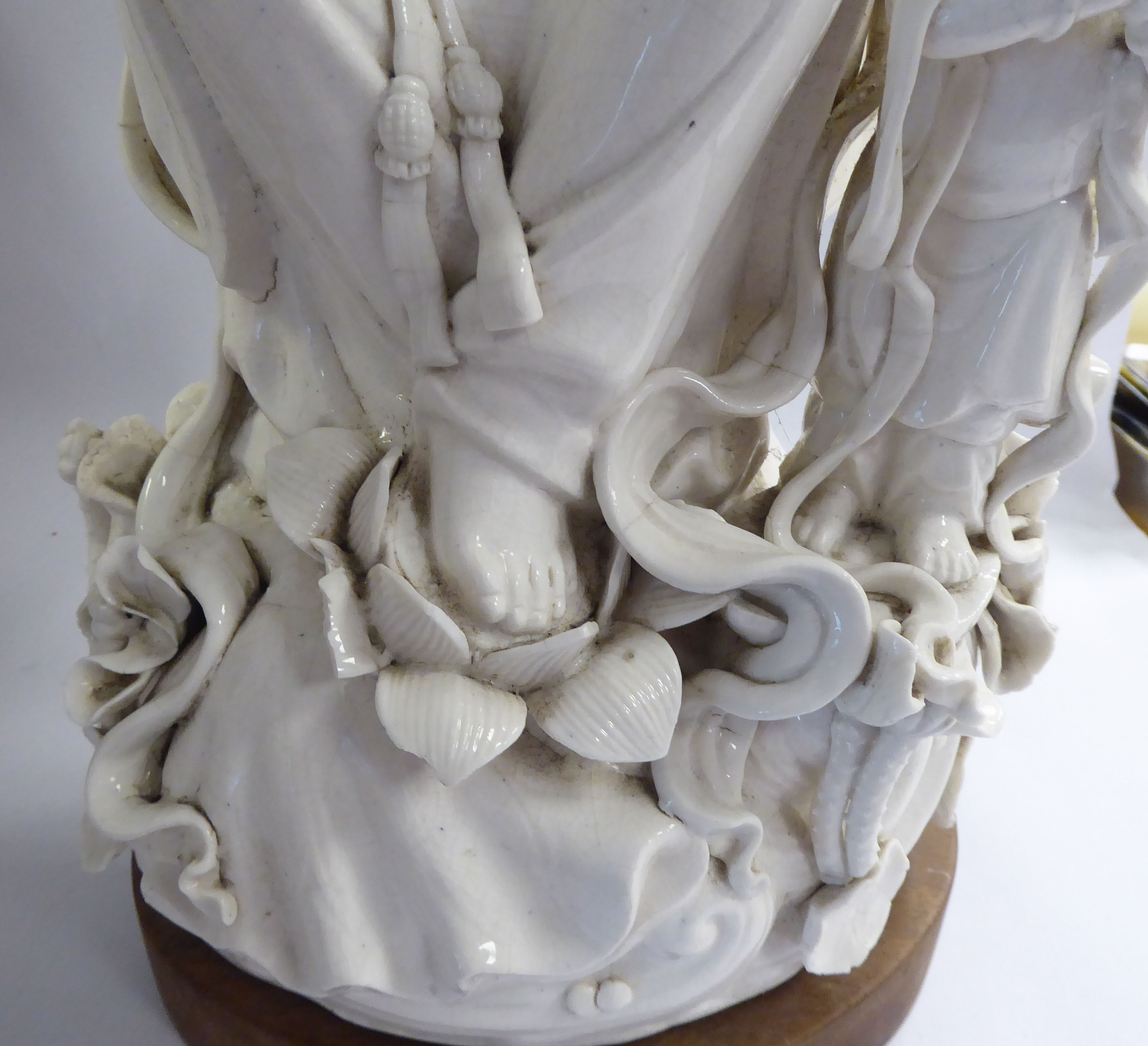 A late 18th/early 19thC Chinese blanc de chine porcelain figure Guan Yin seated, - Image 3 of 10