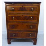 An early 20thC Georgian style figured walnut and crossbanded satinwood dressing chest,