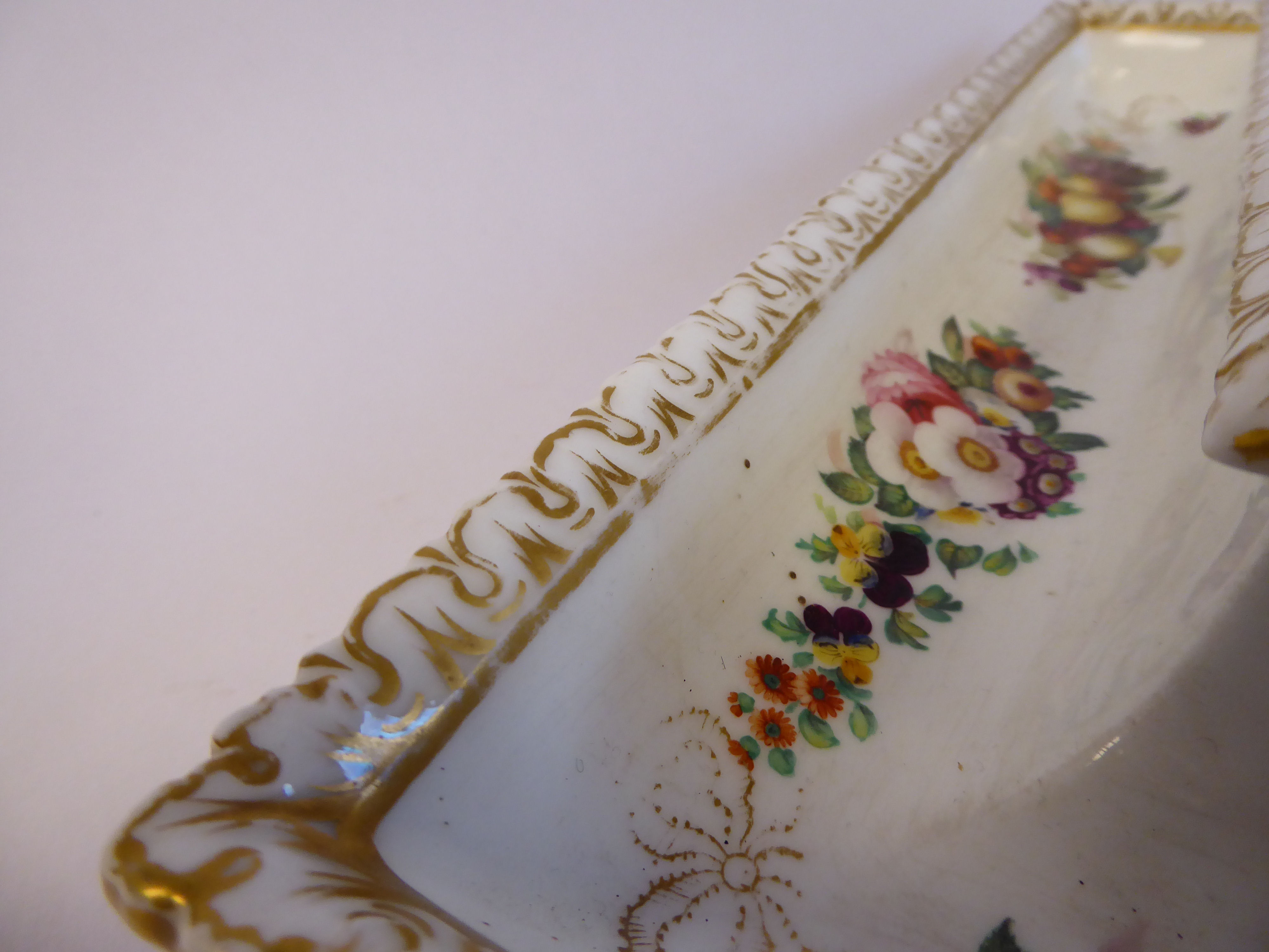 A G Granger Royal China Works Worcester inkstand of tray design, decorated with flora, - Image 6 of 11