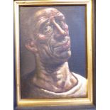 Peter Howson - 'Glasgow Hero' oil on canvas bears a signature & a printed label verso 6.5'' x 4.