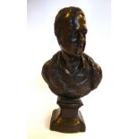 A late 19thC cast and patinated bronze bust of Sir Walter Scott,