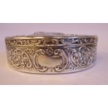 A Continental (possibly Netherlands) silver coloured metal D-shaped dressing table box with