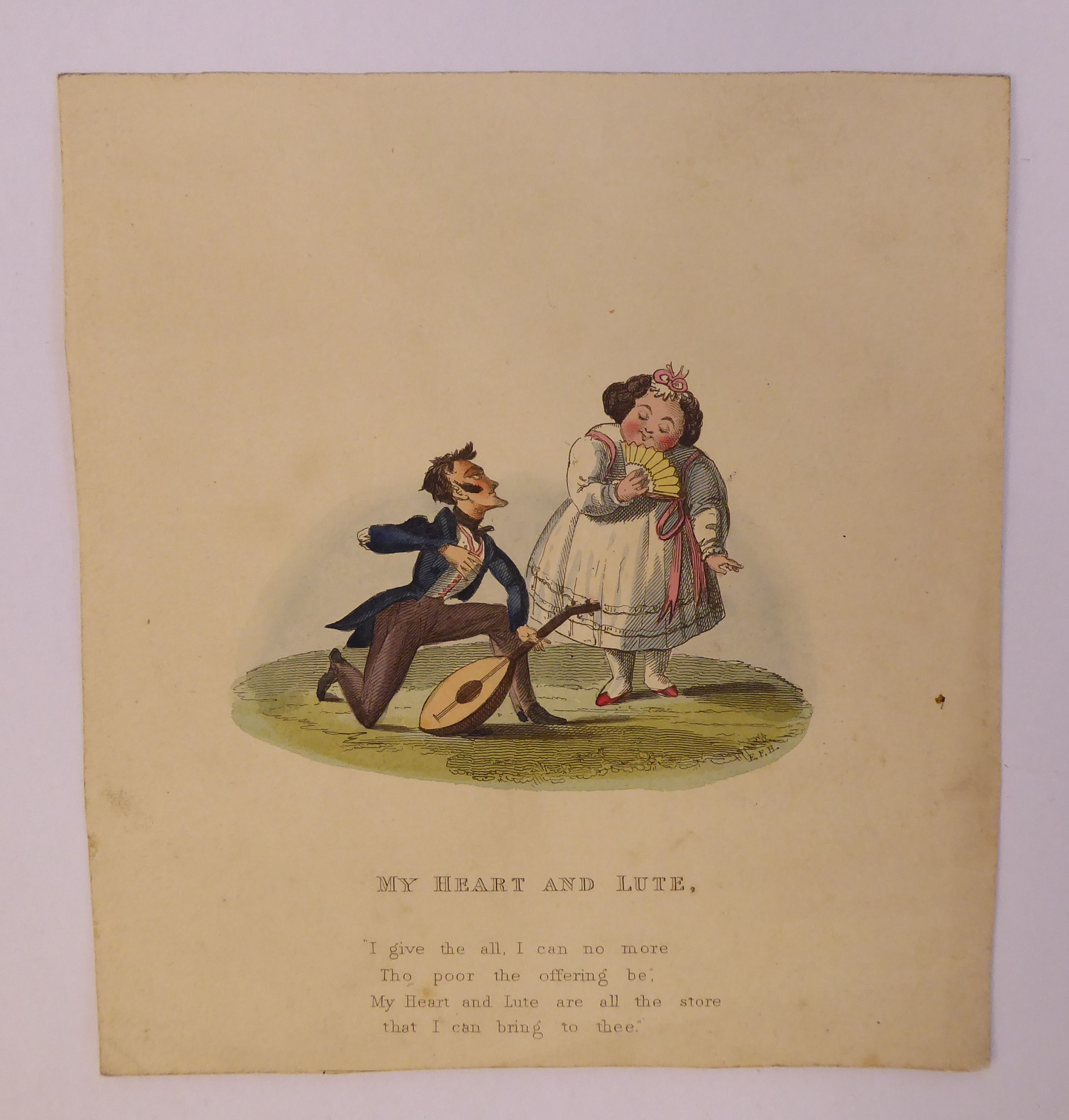 An uncollated folio collection of late 18th/mid 19thC coloured engravings, featuring cartoons, - Image 7 of 8