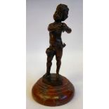 Franz Ifland - a cast and patinated bronze, a standing cherubic figure, on a turned,