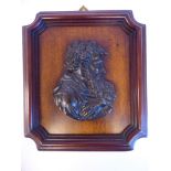 A 19thC cast and patinated bronze plaque, the profile portrait of a bearded man,