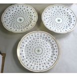 A late 18thC French porcelain wavy edged plate and a pair of matching dishes,