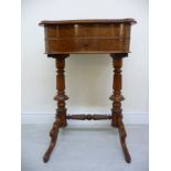 A late 19th/early 20thC Continental figured and crossbanded walnut work table,