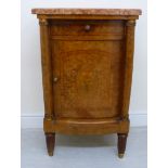 A late 19thC French Empire inspired walnut bow front side cabinet,