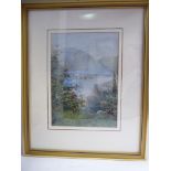 E Benvenuti - a view over Lake Maggiori watercolour bears a signature 11'' x 8'' framed