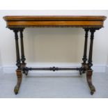 A late 19thC Continental satinwood and walnut card table with ebonised and gilded marquetry