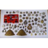 Approx fifty military cap badges, some copies: to include the Intelligence Corps,