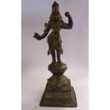 A late 19th/early 20thC Asian cast bronze female figure, wearing ceremonial costume,