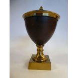 A late 18th/early 19thC lacquered gilt metal mounted (possibly South Seas) nut shell pot and cover,