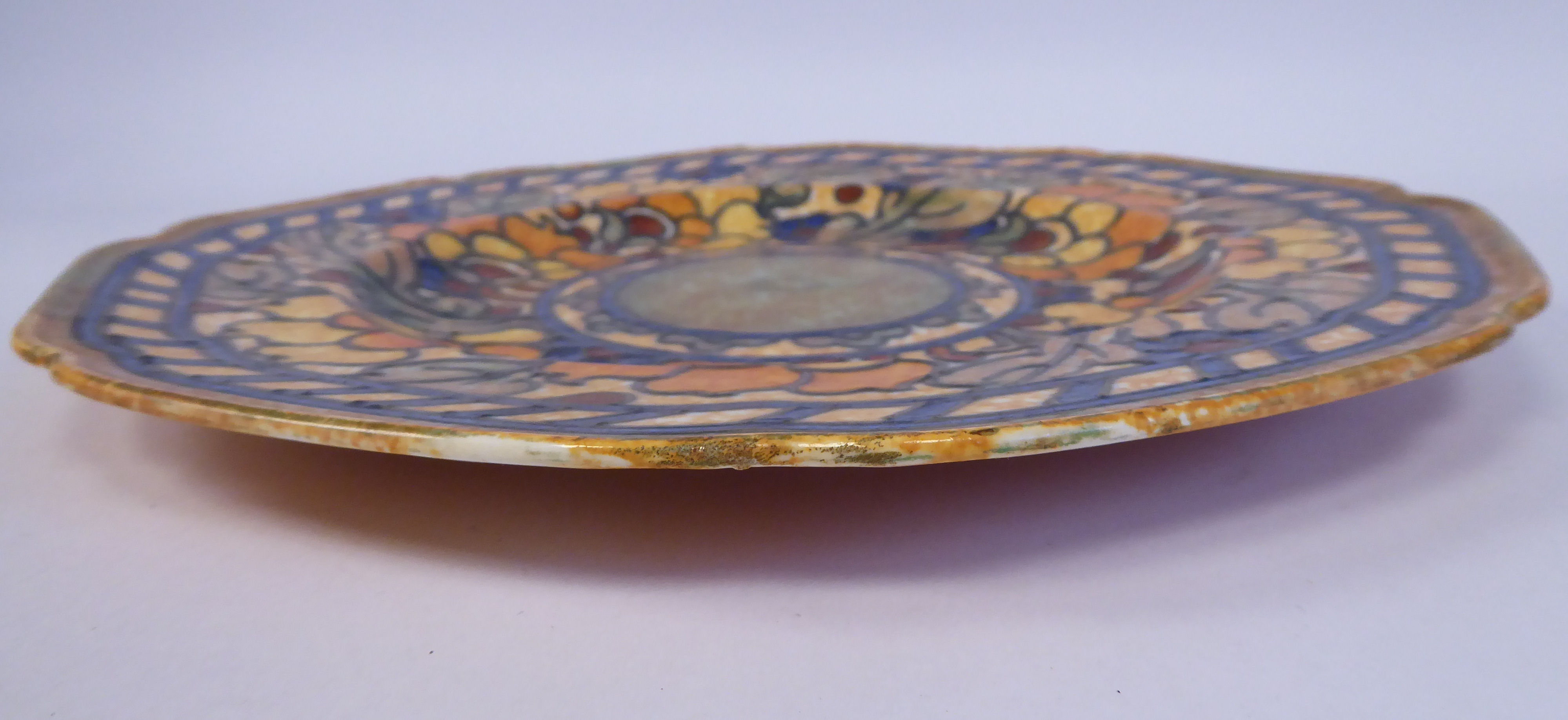 A Charlotte Rhead Crown Ducal pottery wavy edged plate, - Image 6 of 7