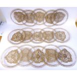 A set of fifteen Lalique Chase Chiens pattern glass plates, model 3001,