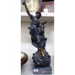 20thC British School - 'A Sailor's Farewell' a cast and patinated green and gilt bronze figure,