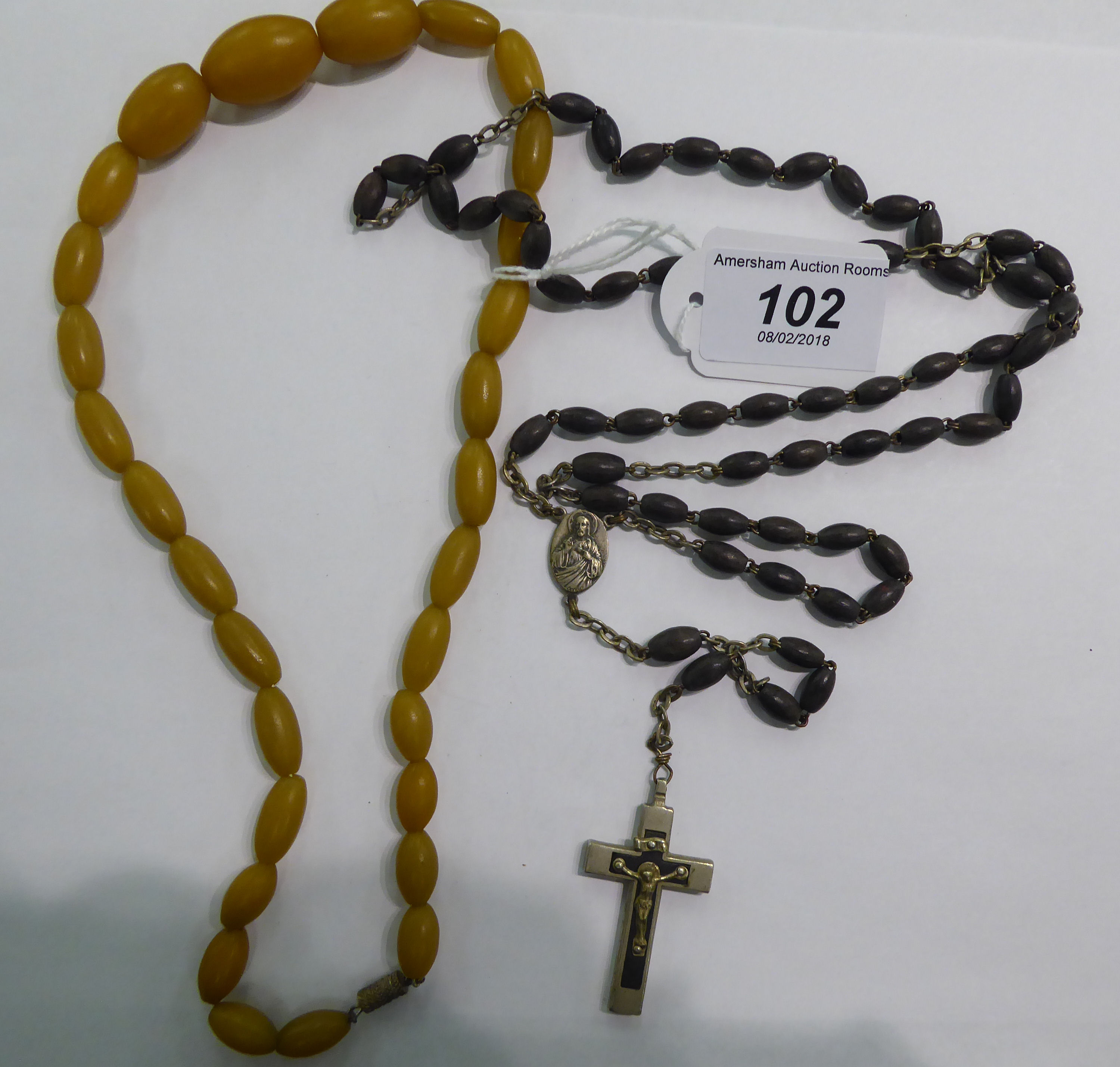 A set of rosary beads;