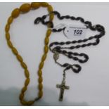 A set of rosary beads;