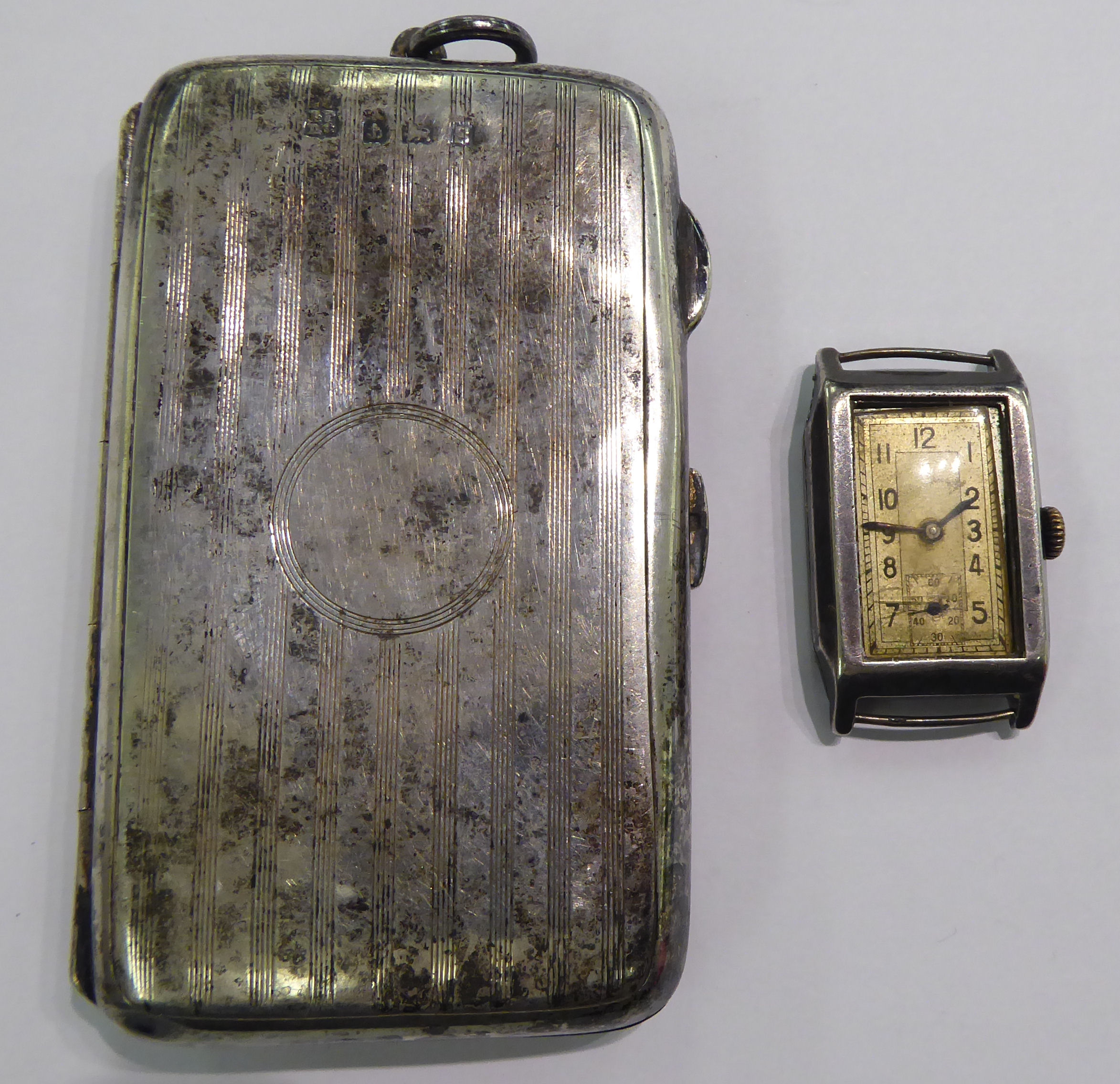 A lady's 'vintage' silver rectangular cased wristwatch,