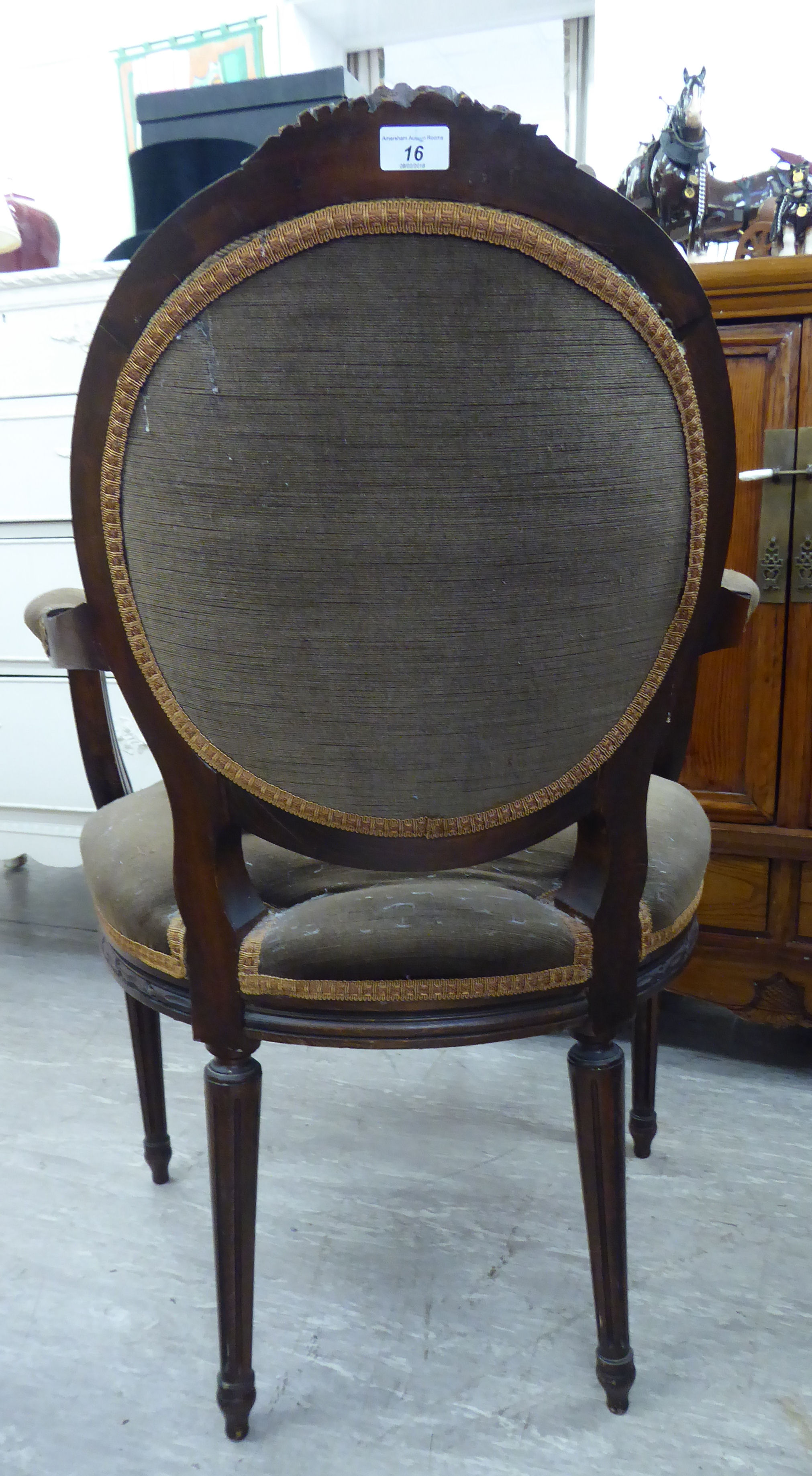 A modern French inspired carved stained beech showwood framed salon chair, - Image 3 of 4