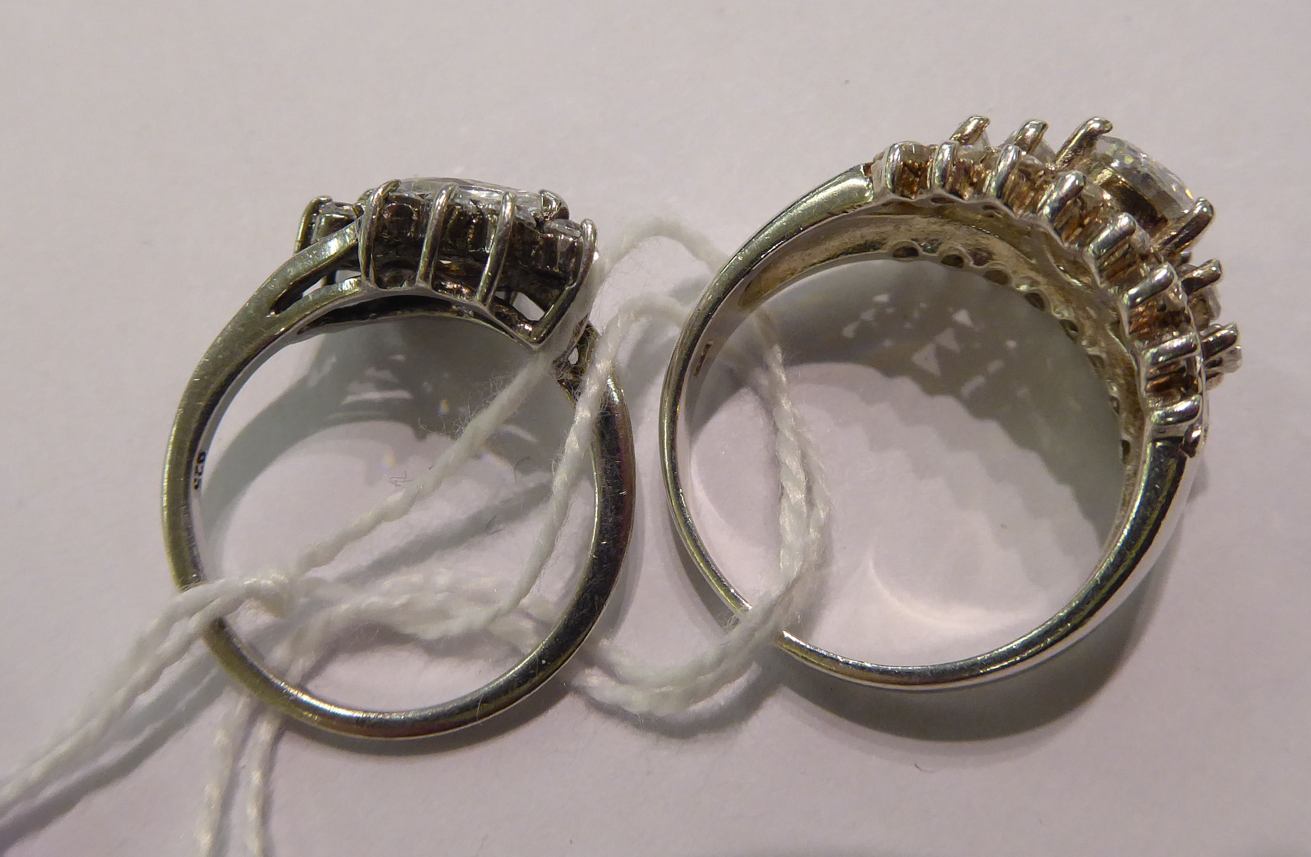 Two silver coloured metal dress rings, - Image 2 of 2