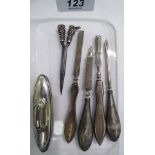 Six silver handled manicure items mixed marks 11
