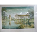 Jeremy King - figures rowing on a lake beside a building Limited Edition print 168/250 bears a