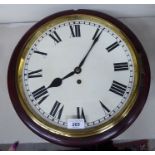 A late 19thC mahogany cased wall timepiece with a turned surround;