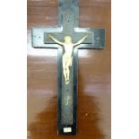 A late 19thC Continental crucifix with a carved ivory Corpus Christi 12''L OS3