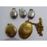 Five similar 'antique' white metal and other pendant lockets 11