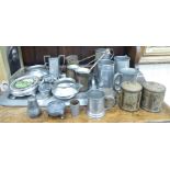 Pewter and other domestic metalware: to include a spot hammered,